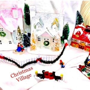 Make an OFFER Colossal CHRISTMAS READY VILLAGE, Villagers, Ornaments, Trees 🌲